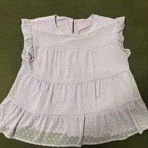 Lilac Swiss Dot Ruffle Sleeve Blouse for Women